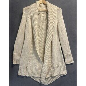 Angel of the North Anthropologie‎ Chunky Knit Cardigan Size L Ivory Fisherman